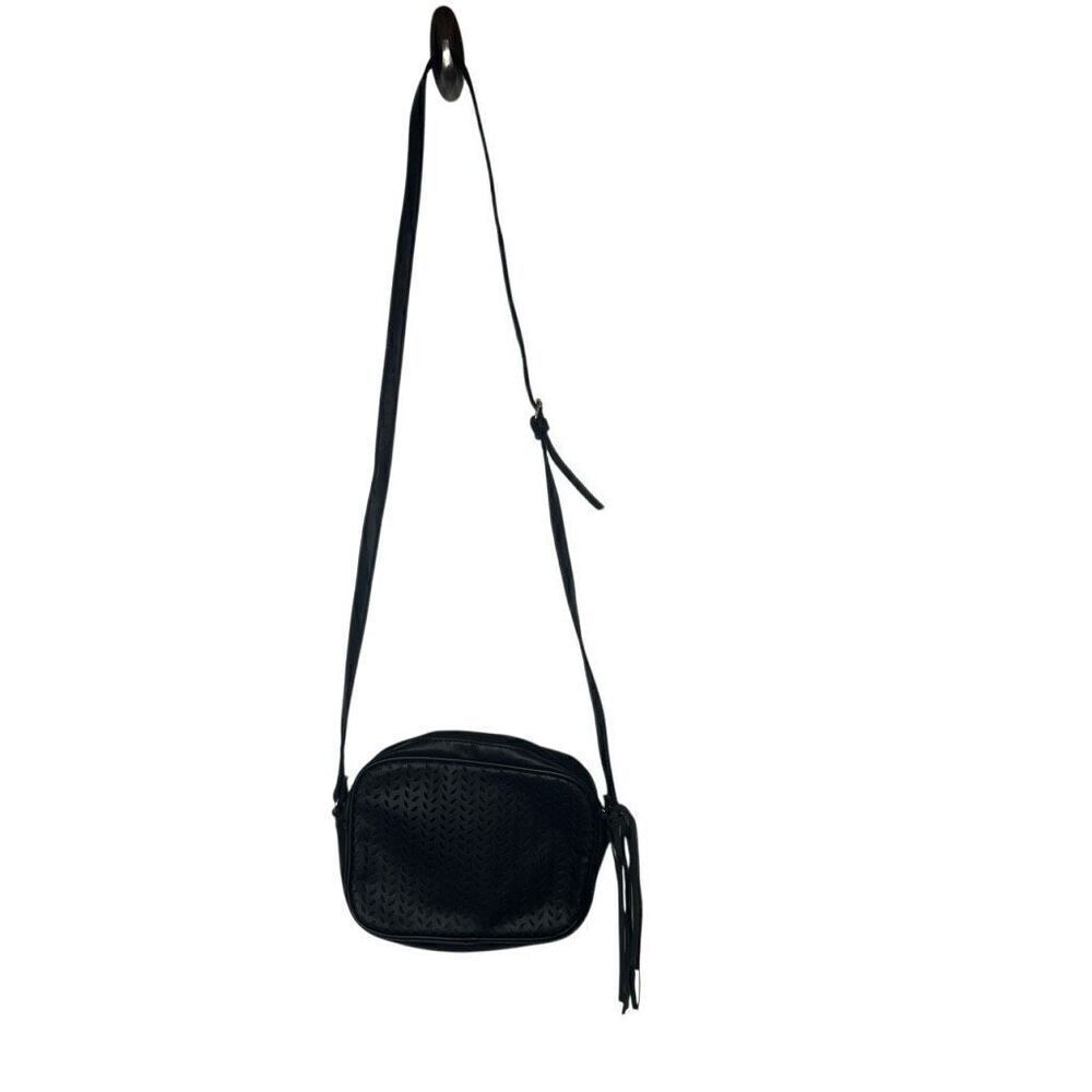 Summer & Rose Black Laser Cut Shoulder Crossbody Purse Bag Tassel